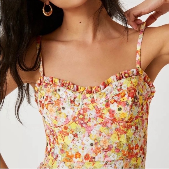 Hutch Anthropologie Selene floral ruffle hem underwire bust midi/maxi dress - Picture 5 of 11